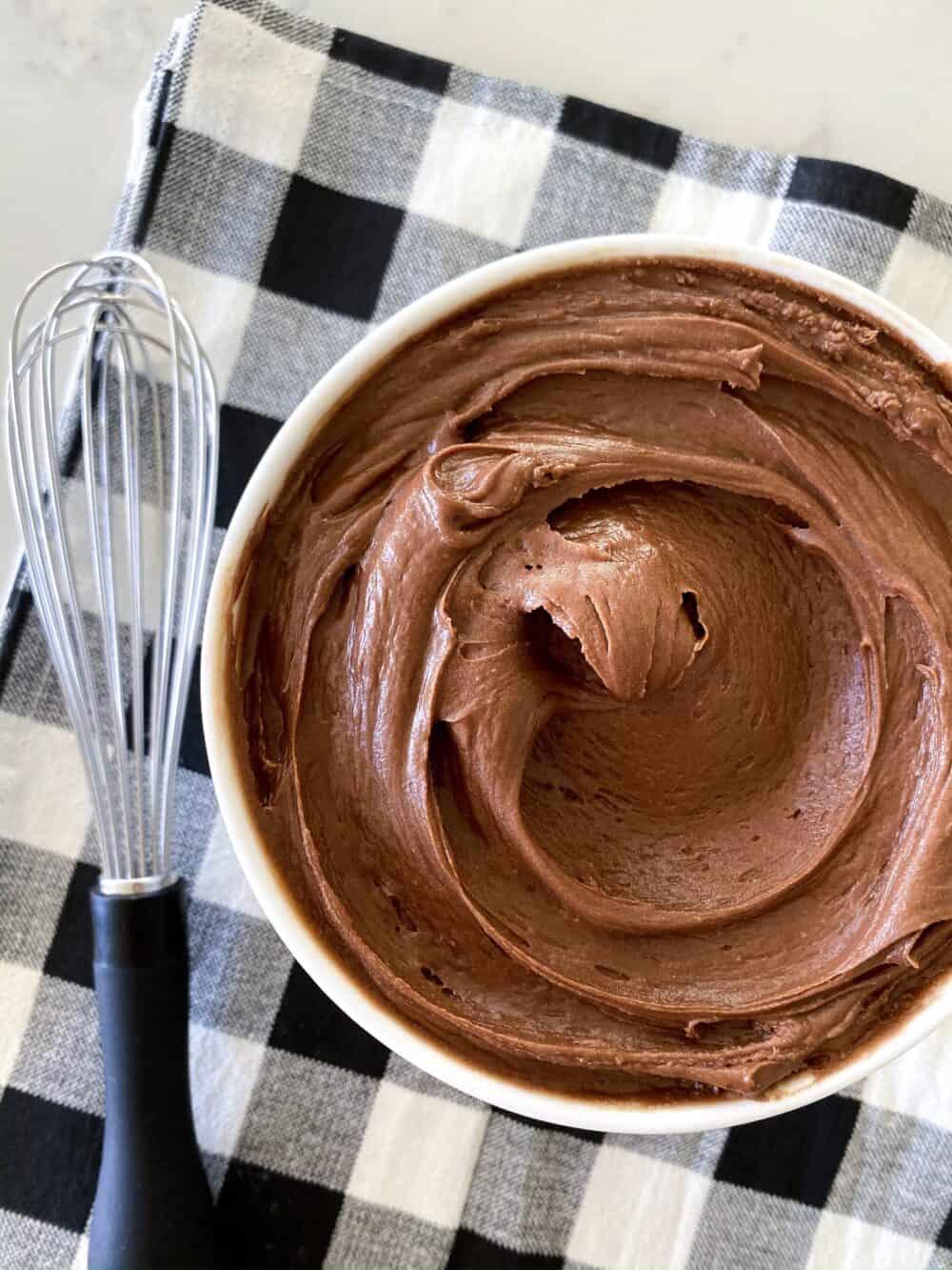 Ingredients of chocolate buttercream frosting 