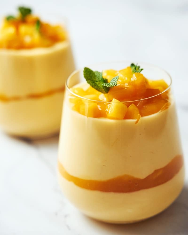 Two Glasses Of Mango Mousse A Delicate Dessert Of Mango