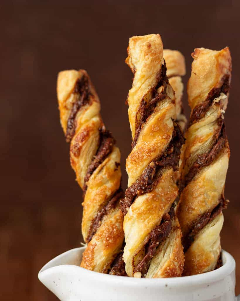 Chocolate Puff Pastry Twists with Almonds