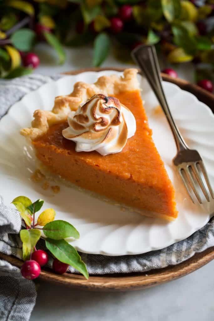 a slice of Sweet Potato Pie in a plate