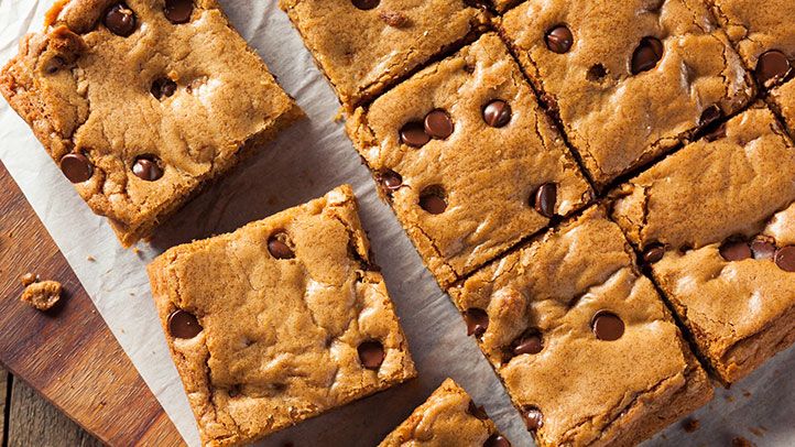 A top view of gluten free chocolate chipe brownies