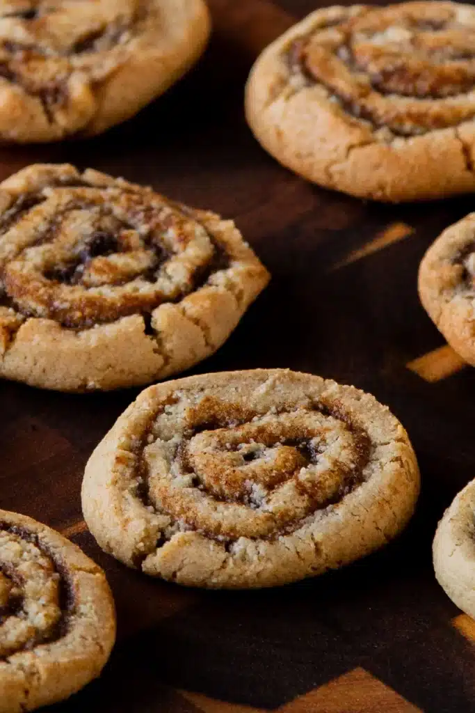 A view of pumpkin spiced roll cookies