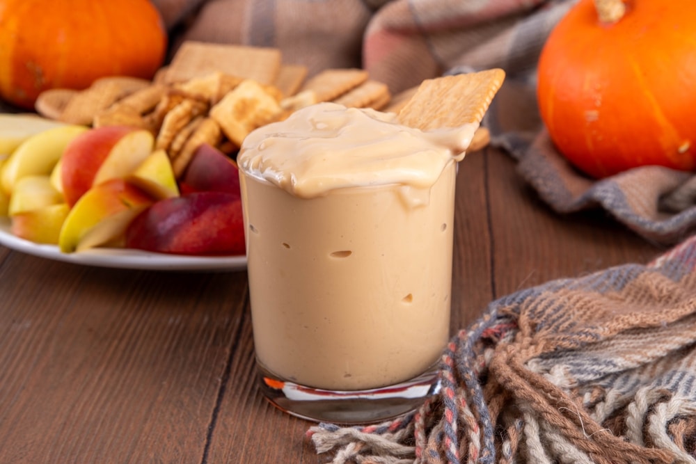 A view of a glass of a pumpkin spice mousse