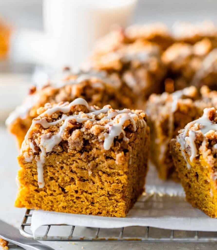 A view of the pumkin coffee cake with crumb topping