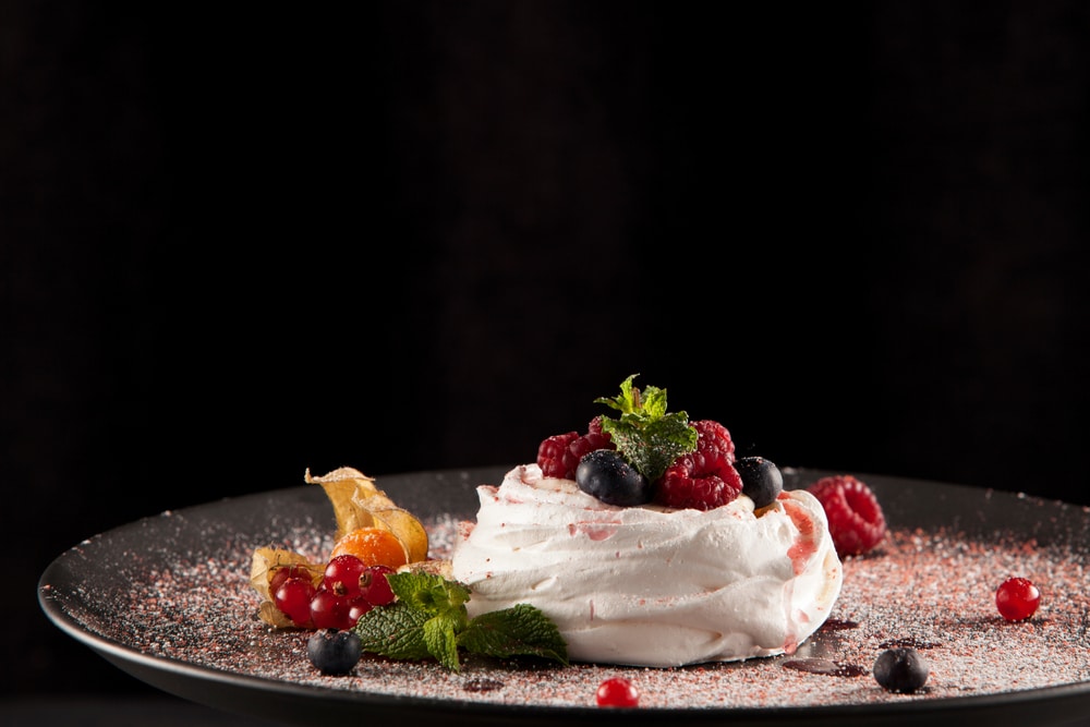 Delicious Meringue Dessert With Natural Berries Gluten Free 