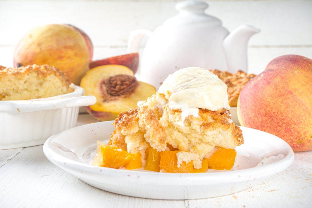 Delicious Summer Peach Cobbler Homemade Sweet Summer Pie With Peaches