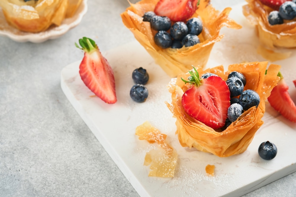 Phyllo Or Filo Pies With Fresh Berries Strawberries And Blueberries