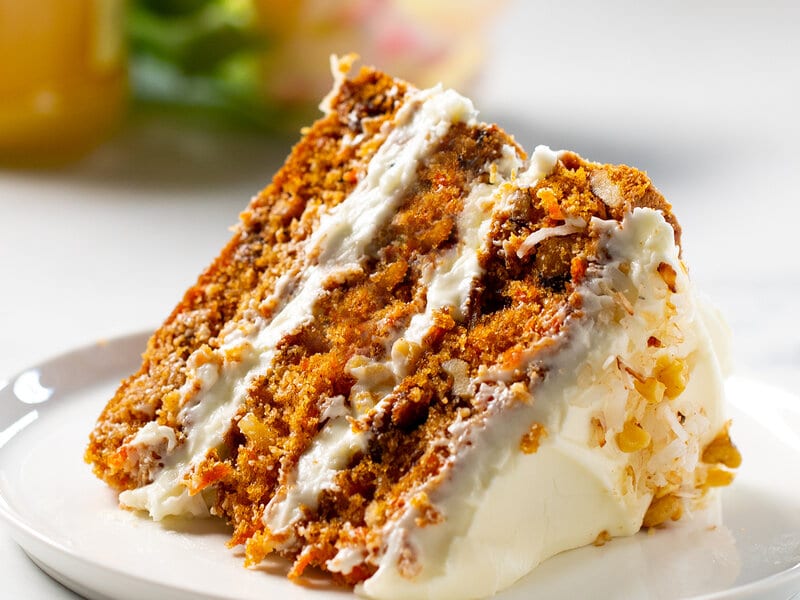 a slice of carrot cake