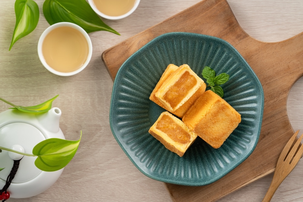 Delicious Taiwanese Famous Pineapple Cake Pastry Dessert In A Plate