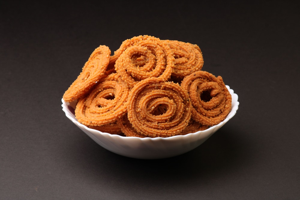 Indian Traditional Chakali Murukku Muruku n wite bowl