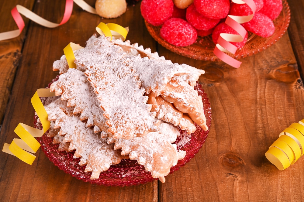 Carnival Typical Food And Confetti Sfrappole Or Chiachiere Or Angel