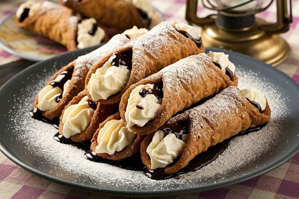 Plate Of Traditional Sicilian Cannoli