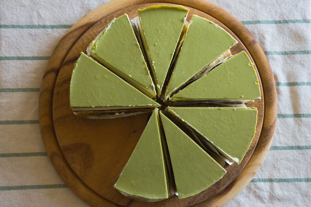 Matcha Green Tea Cheesecake Top View