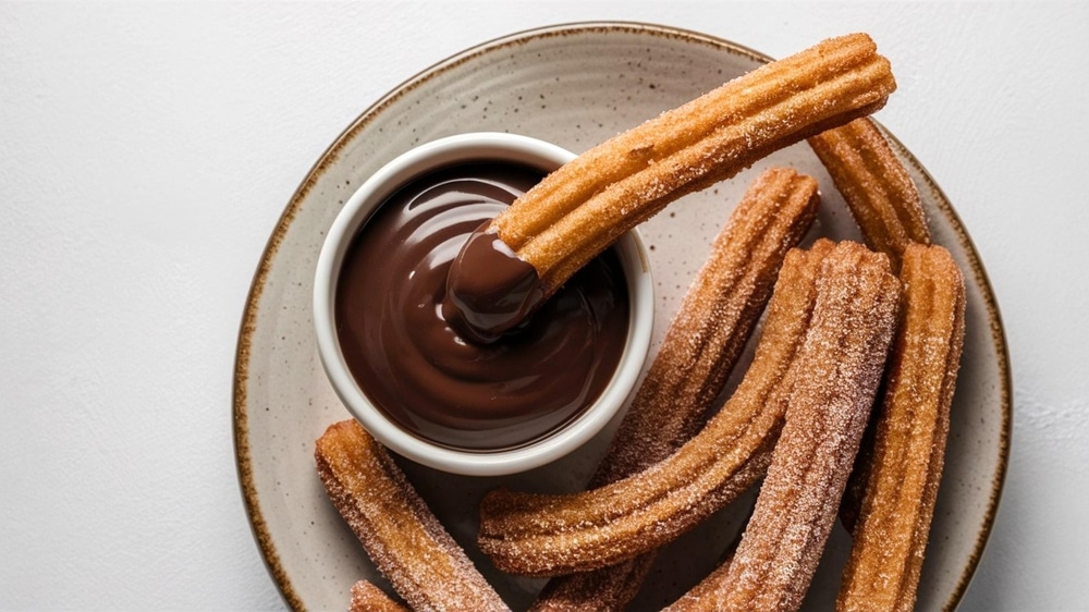 Churros: Fried Spanish Dough Pastries with chocolate